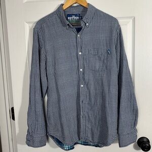 Chubbies "The Nutter" long sleeve button down, sz. Lg., blue/white check, cotton